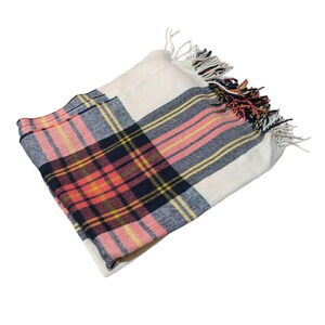 J. Crew Green/Red Plaid Fringed Neck Wrap Scarf 24x80